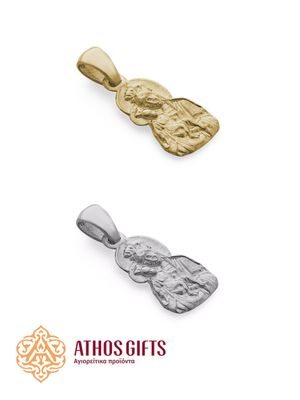 Sterling silver 925 icon medallion with an engraved image of the Mother of God "Axion Estin".