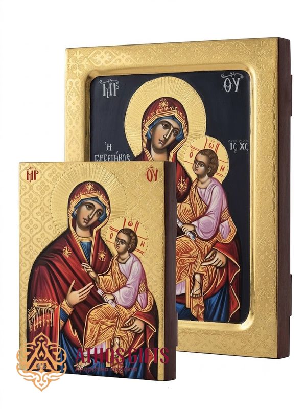 Handmade icon of the Mother of God "Quick to Hear", crafted on natural linden wood.

