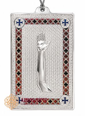 Metal Tama with an image of a hand.