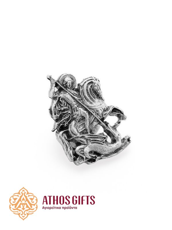 Metal pin with an Orthodox icon of Saint George.