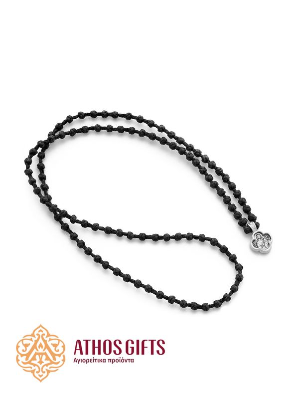 Komboskini prayer rope with a sterling silver (925) pendant depicting Saint Anne.