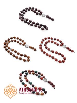 Burgundy braided bracelet with a silver icon of Saint Nicholas.