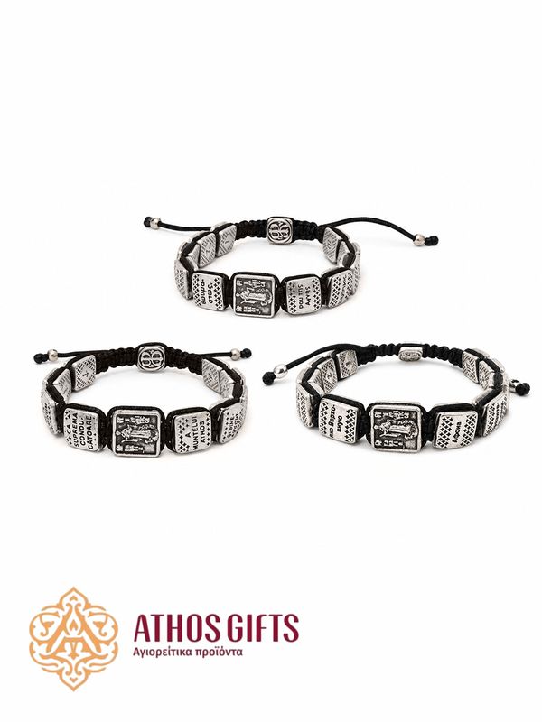 Orthodox Bracelet with Metal Inserts Featuring the Doxology and an Image of the Most Holy Theotokos