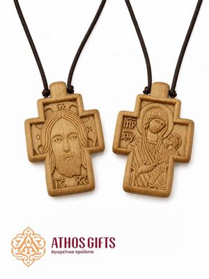 Handmade Wooden Neck Cross “Holy Mandylion, Mother of God”