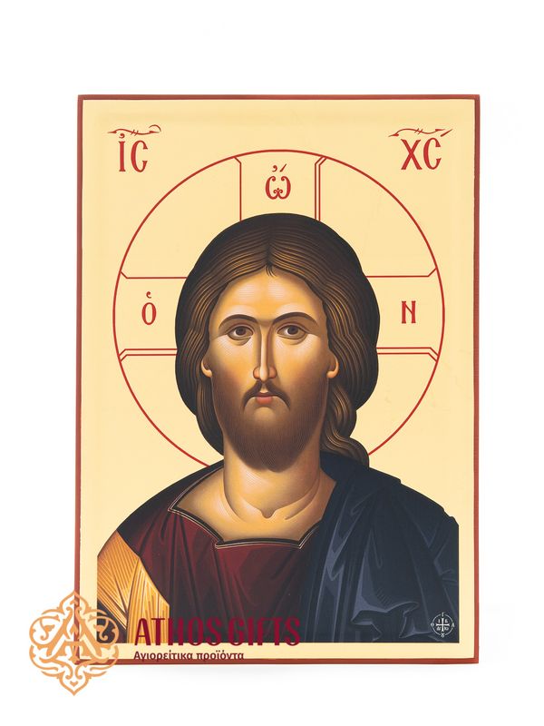 Handmade Icon of “Jesus Christ” with 22-Karat Gold Leaf