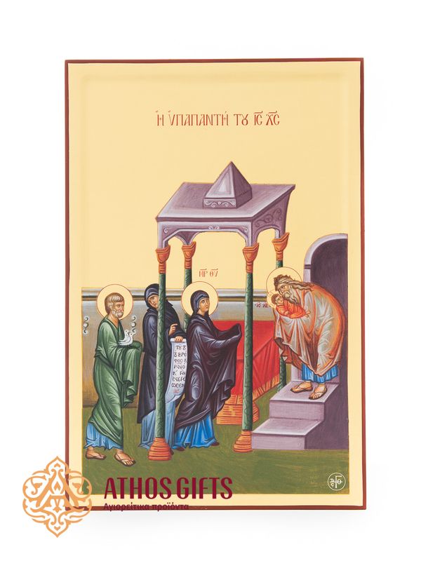 Handmade Icon of the “Presentation of the Lord” with 22-Karat Gold Leaf