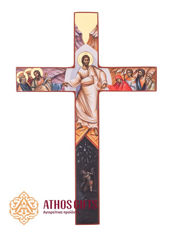 Wall-Mounted Wooden Cross with 22-Karat Gold Leaf Gilding