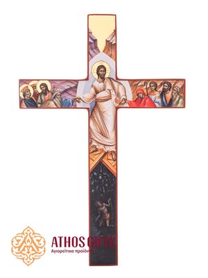 Wall-Mounted Wooden Cross with 22-Karat Gold Leaf Gilding