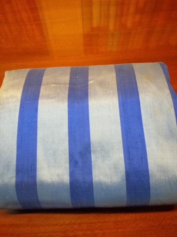 Thai Silk in Blue and Silver Stripe