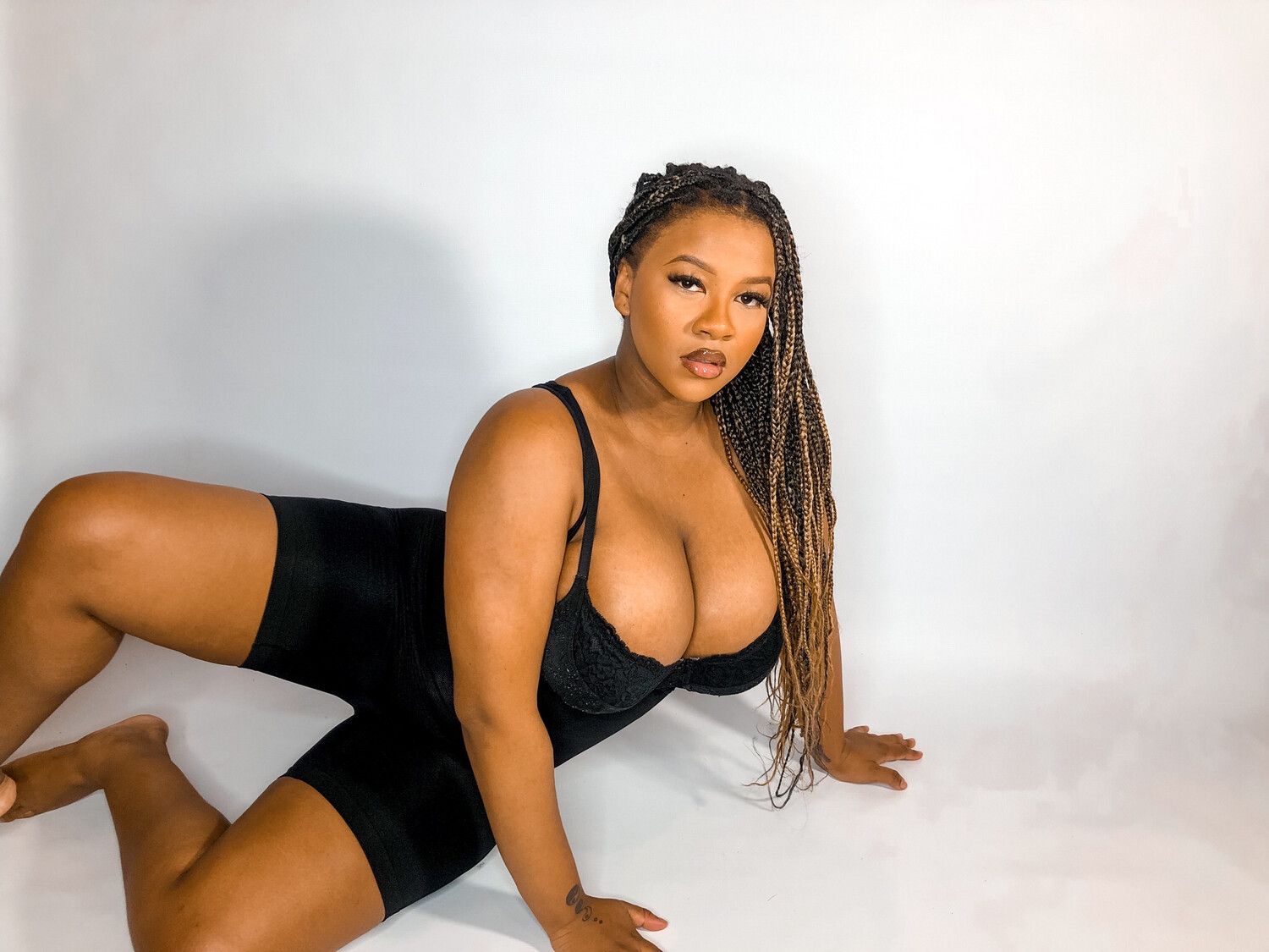 Real Bodies Sculpting Bodysuit Mid Thigh W. Open Chest