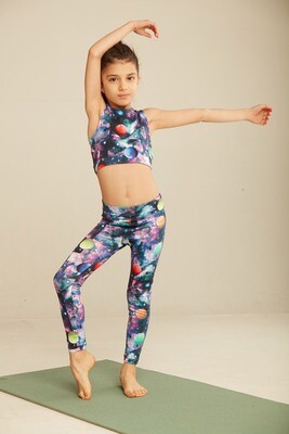 Miela Kids - Galaxy Printed Sporty Leggings and Crop Top