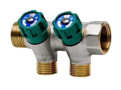 COLLETTORE CON RUBINETTI 3/4X1/2  2 VIE