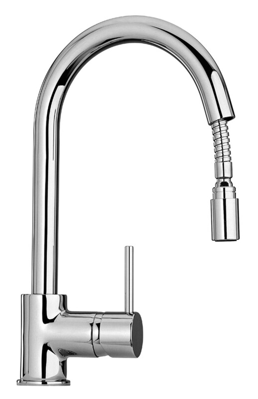 MISCELATORE SERIE ESSENZA LAVELLO CANNA ALTA DOCCIA ESTRAIBILE - CROMO