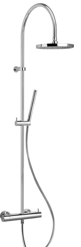 COLONNA DOCCIA SUNSET TONDA TERMOSTATICA CON DOCCIA MINIMALISTA E SOFFIONE MINIMALISTA ABS DIAMETRO 20 - CROMO