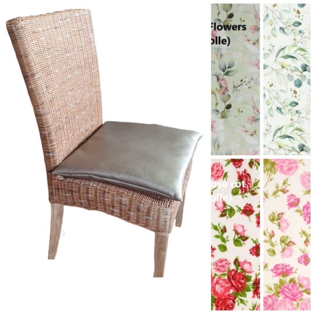 Sitzkissen / Stuhlkissen / Sitzauflage mit Blumen-Motiven aus Baumwolle