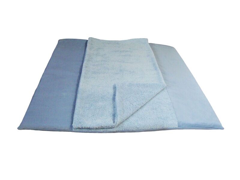 Musterstück Wickelauflage mit Zusatzauflage aus Feincord in Hellblau Musterstück Wickelauflage mit Zusatzauflage aus Feincord in Hellblau