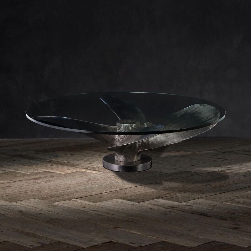 JUNK ART PROPELLER ROUND COFFEE TABLE