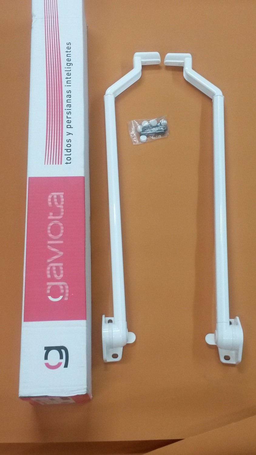 Juego de brazos punto recto con tensión 80 cm. aluminio blanco