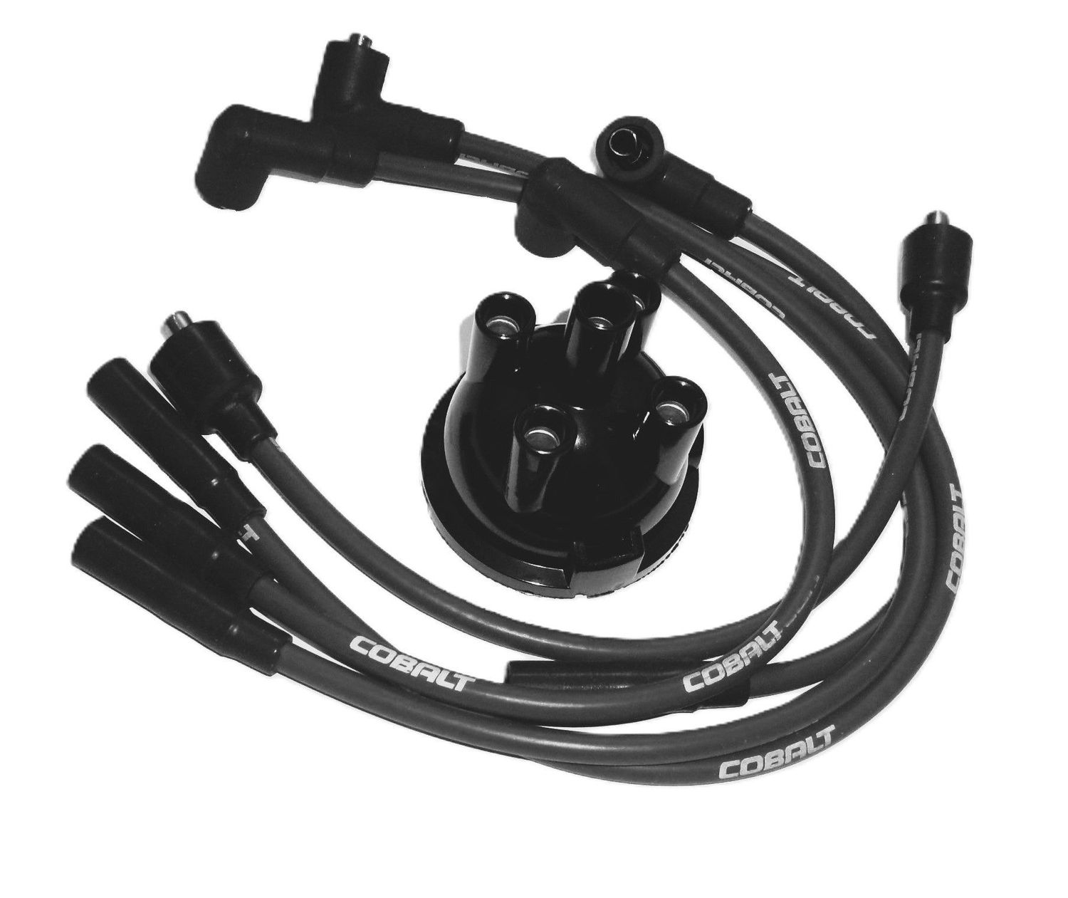 HOCHLEISTUNGS-ZÜNDKABELSATZ COBALT SCHWARZ MIT VERTEILERKAPPE ABGANG OBEN TR2-4A