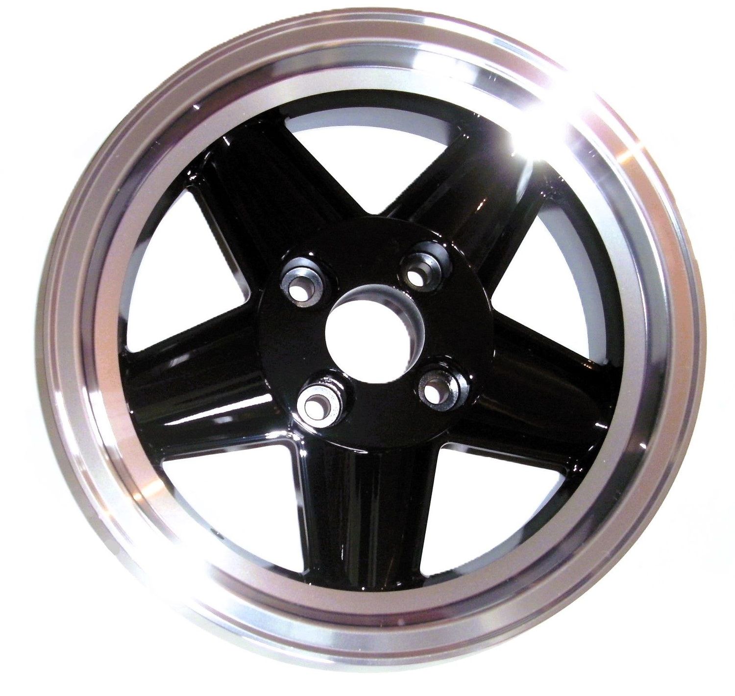 Aluminium-Felge REVOLUTION 4 Loch  5 Speichen schwarz poliert 6" x 15" TVR M-Serie & TR2-6