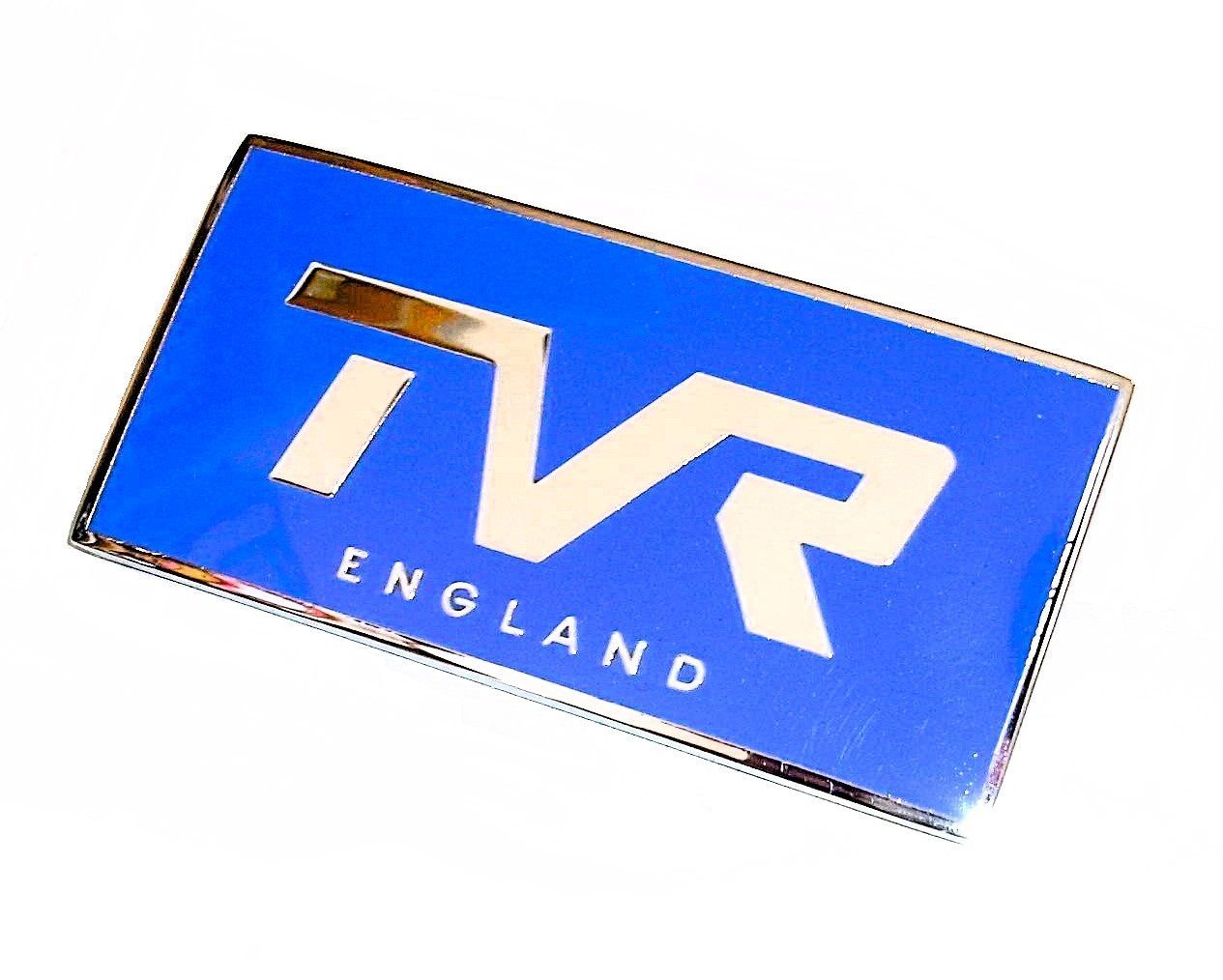 "TVR"-Emblem Motorhaube, emailliert, chrom/blau, M-Serie