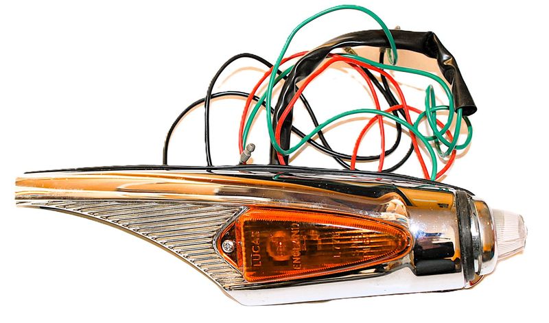 ORIGINALE LUCAS L771- SEITENLEUCHTE KOMPLETT BLINKER/STANDLICHT AUF KOTFLÜGEL VORNE RECHTS NOS TR4A-5-250