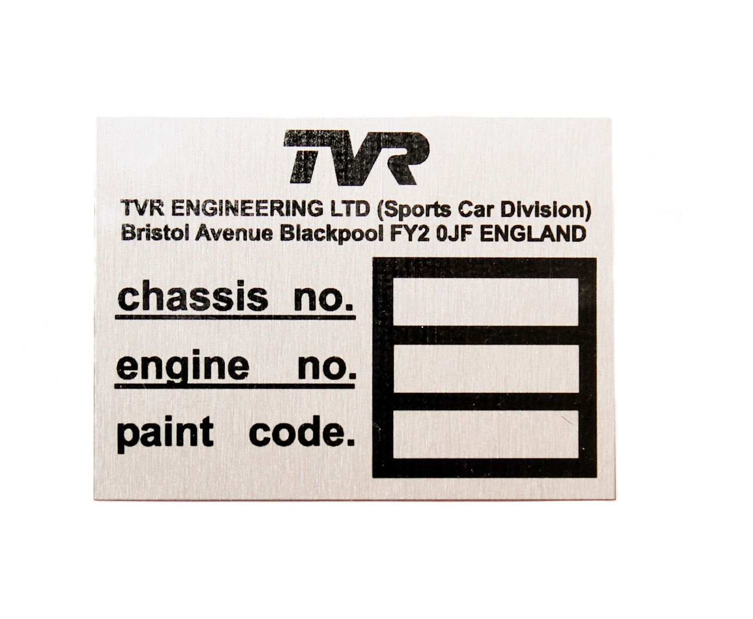 Originales Typenschild, englisch, M-Serie