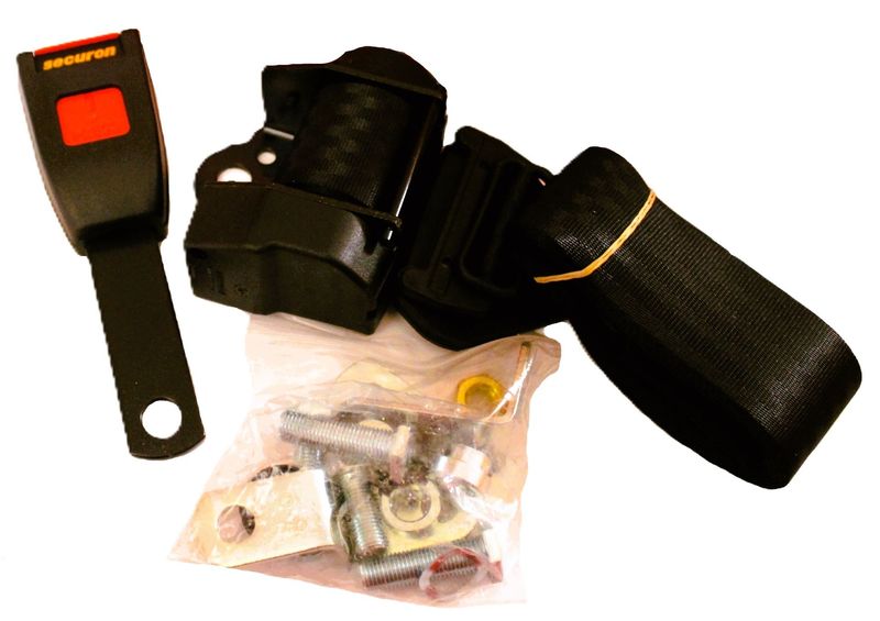 DREIPUNKT-AUTOMATIK-SICHERHEITSGURT SECURON SCHWARZ MIT UMLENKROLLE & 15CM-GURTPEITSCHE TR2-6