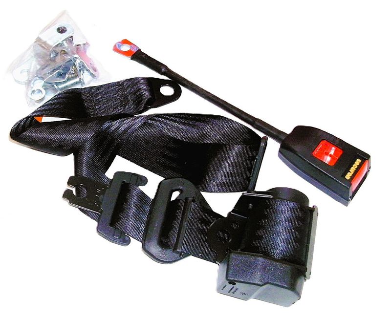 DREIPUNKT-AUTOMATIK-SICHERHEITSGURT SECURON SCHWARZ MIT UMLENKROLLE & 30CM-GURTPEITSCHE TR2-6