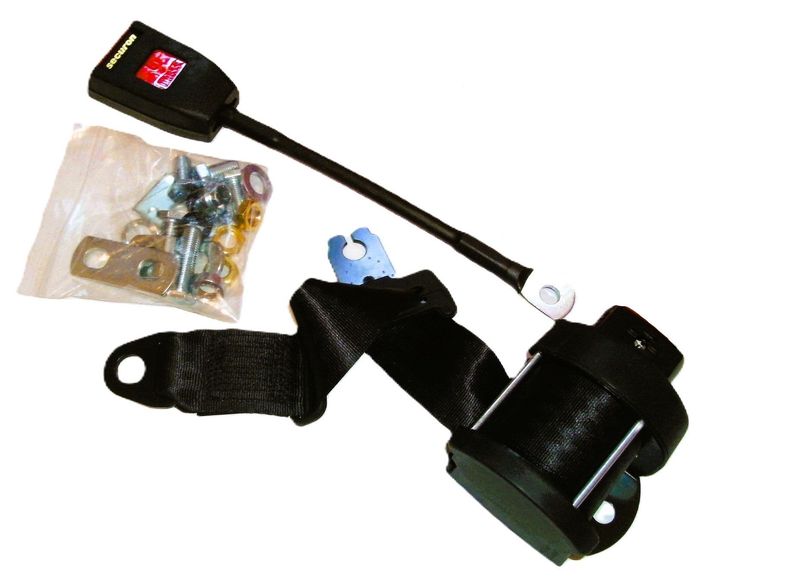 DREIPUNKT-AUTOMATIK-SICHERHEITSGURT SECURON SCHWARZ MIT VERSTELLBAREM GURTAUTOMAT & 30CM-GURTPEITSCHE TR2-6