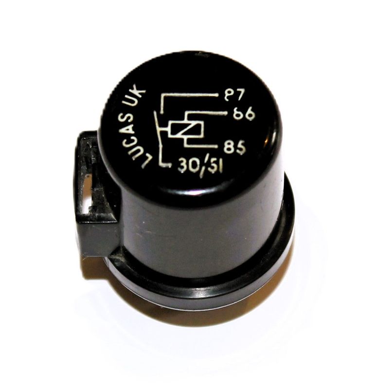 Originales LUCAS-Relais 26RA schwarz für Hupe/Heizung/Zündung, gebraucht, Jaguar XJ6/XJ12/TVR M-Serie