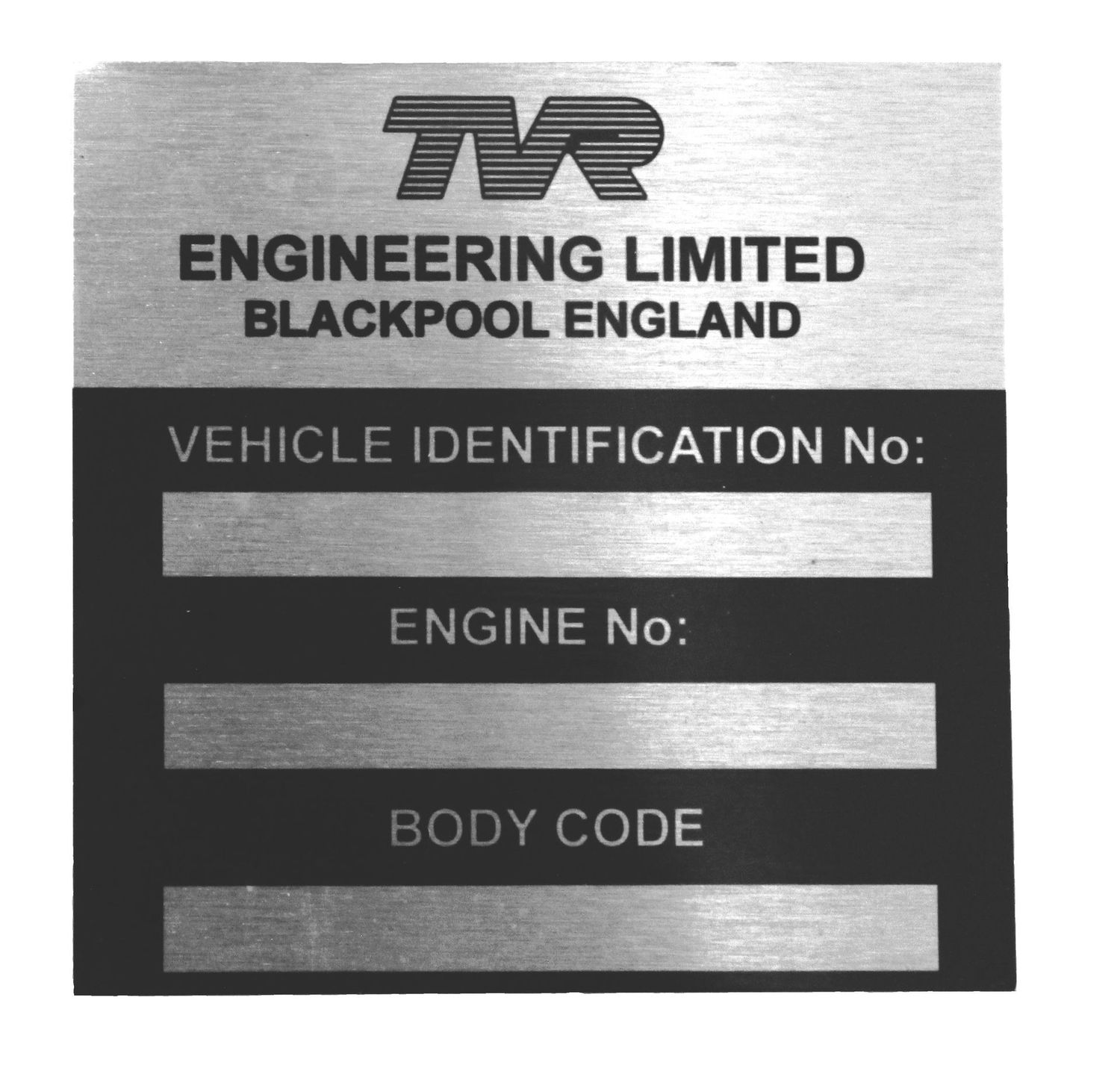 Typenschild, TVR Cerbera/Griffith/Tuscan 2 /T350/S-Serie/Tamora