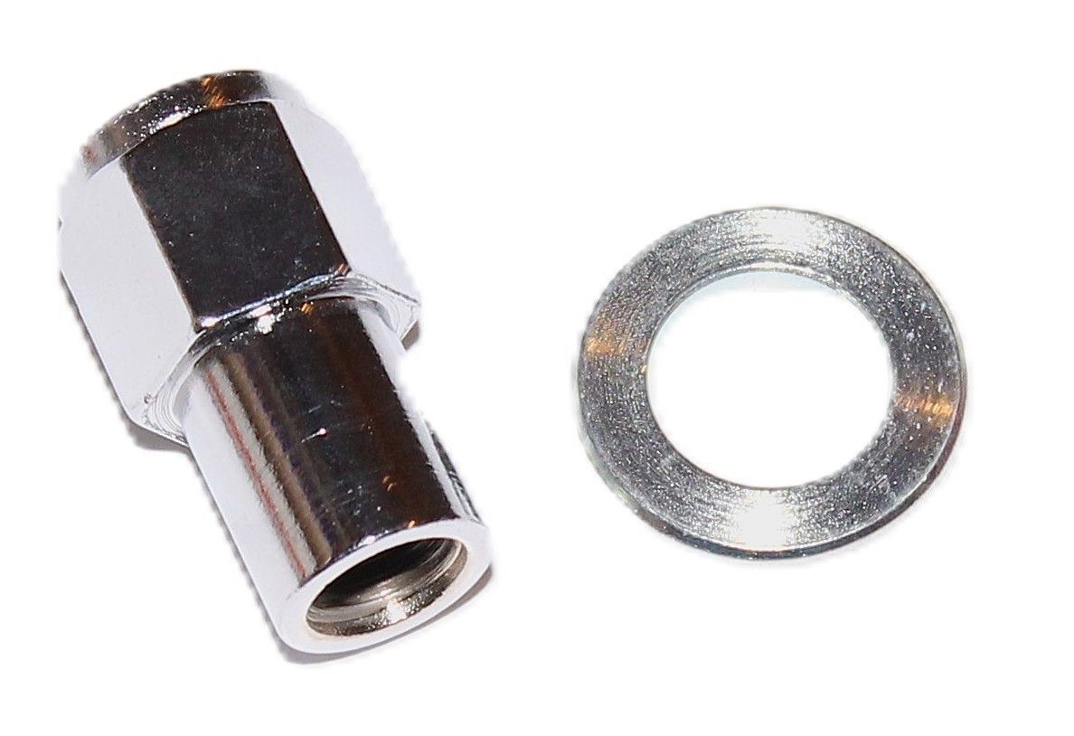 MINATOR RADMUTTER 7/16" UNF VERCHROMT MIT LANGEM SCHAFT UND UNTERLEGSCHEIBE TR2-6