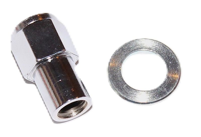 MINATOR RADMUTTER 7/16" UNF VERCHROMT MIT LANGEM SCHAFT UND UNTERLEGSCHEIBE TR2-6