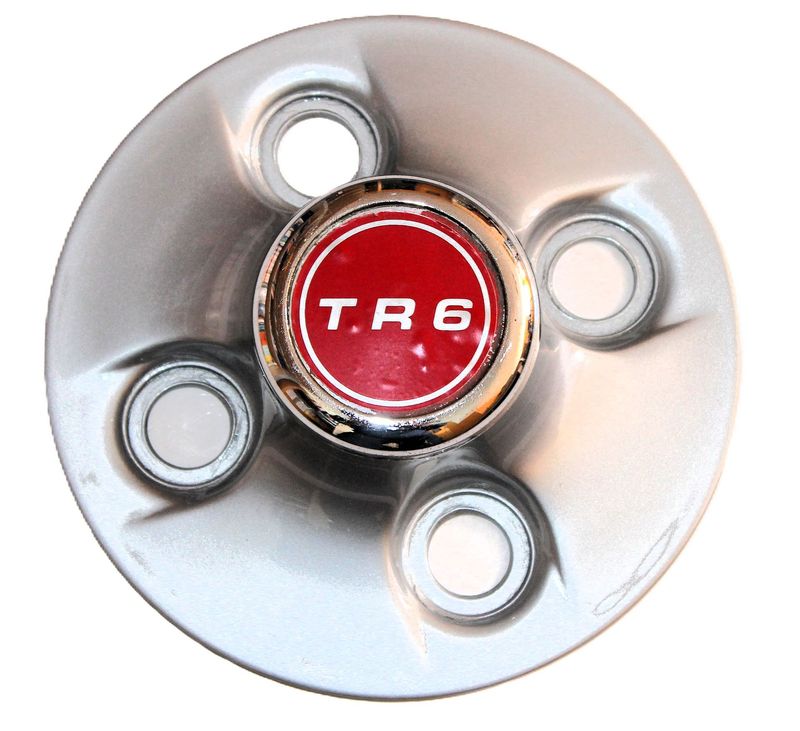 ORIGINALE RADNABENKAPPE KUNSTSTOFF GRAU MIT TR6-EMBLEM, GEBRAUCHT, TR6 AB CR1/CF1 STAHLRAD
