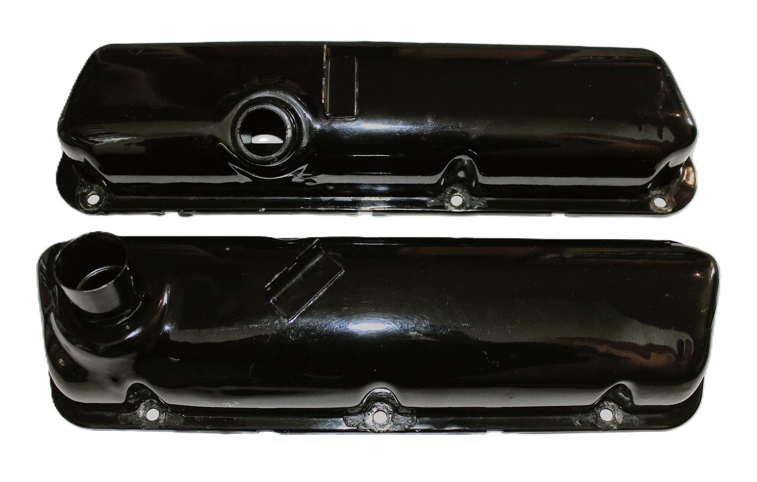 Paar originale Blech-Ventildeckel, gebraucht , pulverbeschichtet schwarz