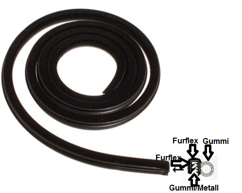 TÜRDICHTUNG FURFLEX (FILZ/GUMMI) SCHWARZ, 2 METER,  TR5-TR250 & SURREY TOP-MODELLE