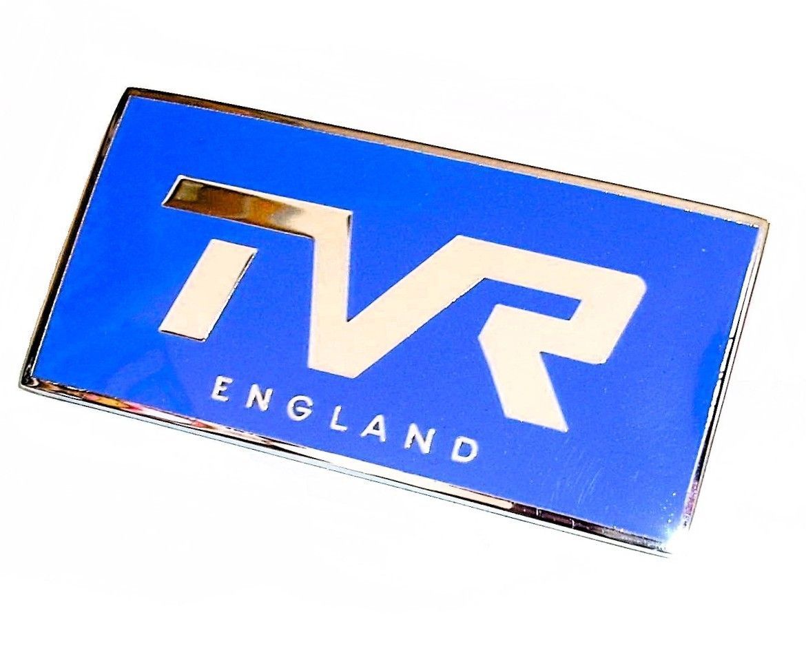 "TVR"-Emblem Motorhaube, emailliert, chrom/blau, M-Serie
