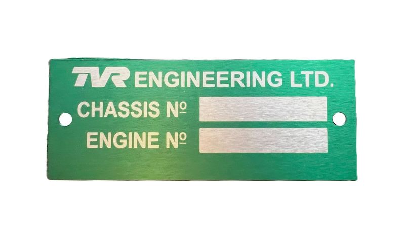 Originalgetreues Typenschild grün, TVR 3000M spät/3000S/Taimar