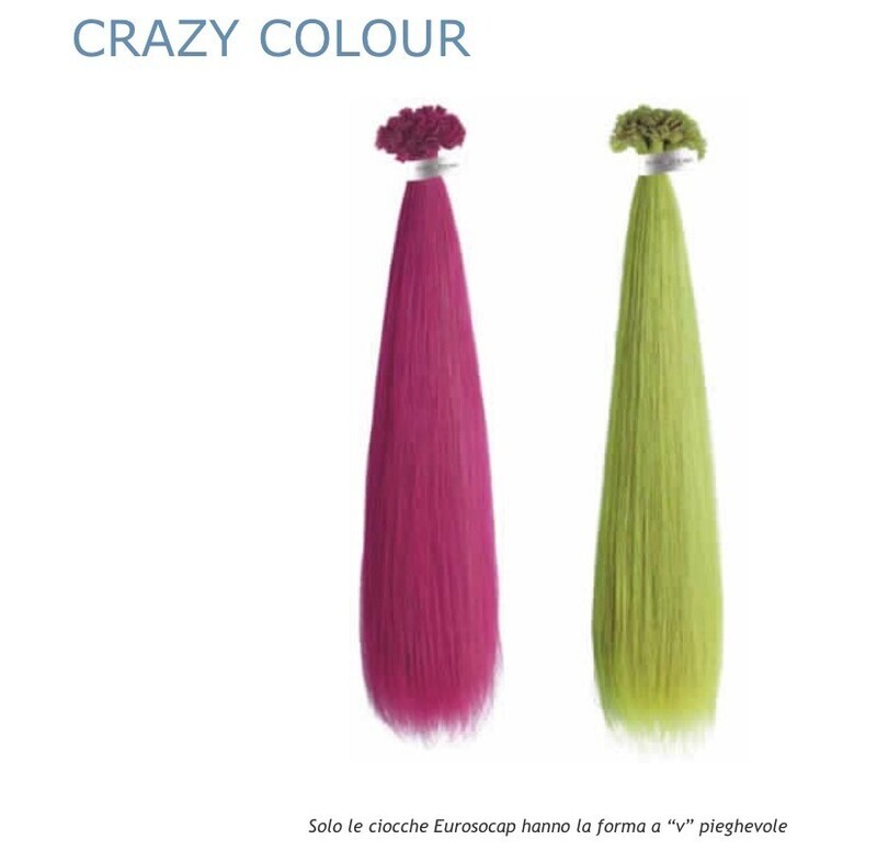CIOCCHE CHERATINA CRAZY COLOUR CAPELLI VERI  EUROSOCAP 40/45 CM(CONF.10 PZ)