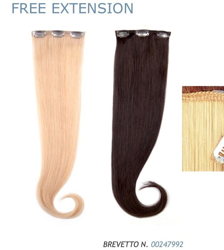 FREE EXTENSION EUROSOCAP 50/55 CM FASCIA CON TRE CLIP CAPELLI VERI 12 CM