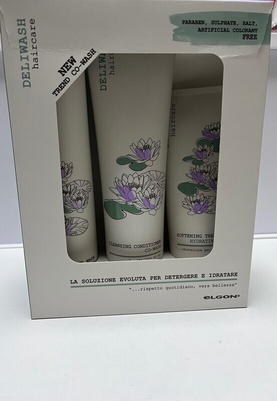 DELIWASH HAIR CARE ELGON ANTI-RESIDUE WASH 250 ML CLEANSING CONDITIONER 300 ML SOFTENING TREATMENT 200 ML