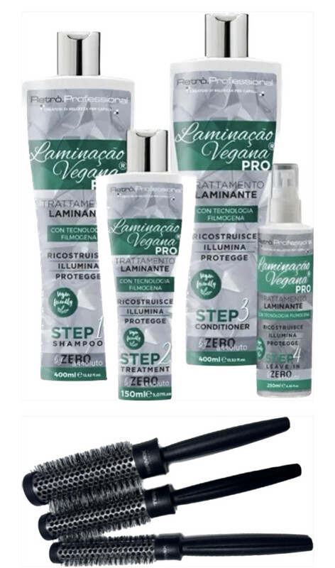 KIT LAMINACAO VEGANA PRO E TRIS SPAZZOLE ORIGINAL TERMIX