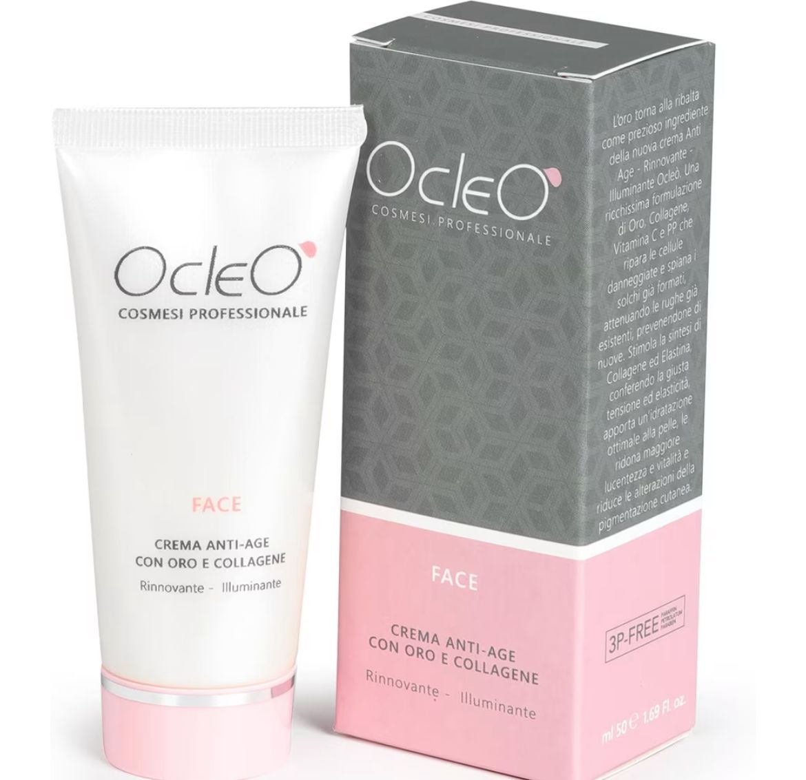CREMA VISO ANTI-AGE CON ORO E COLLAGENE OCLEO' 50 ML