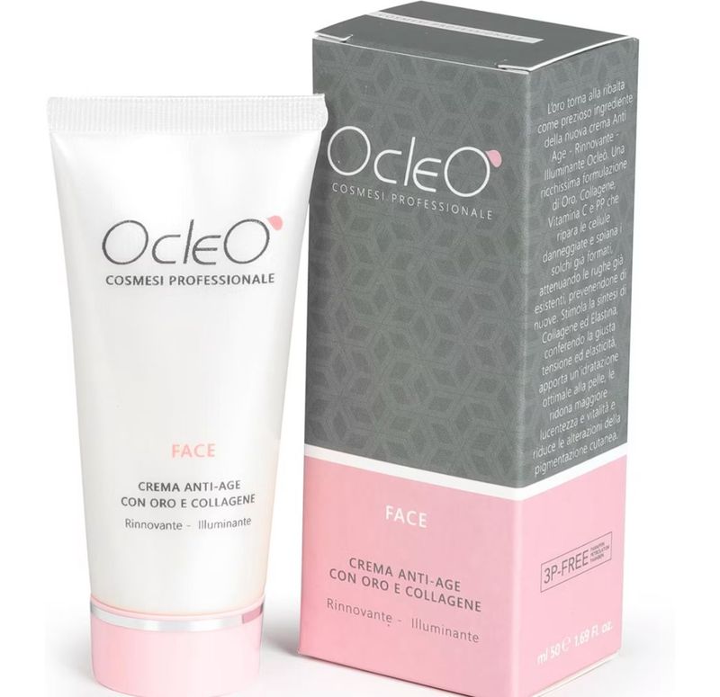 CREMA VISO ANTI-AGE CON ORO E COLLAGENE OCLEO' 50 ML CREMA VISO ANTI-AGE CON ORO E COLLAGENE OCLEO' 50 ML