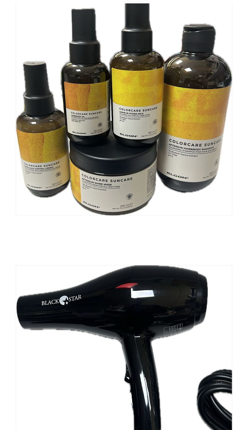 SHAMPOO ELGON SUN 500 ML MASK 300 ML LEAVE-IN HIDRA MILK 150 ML OLIO CORPO CAPELLI 100 ML E WAVE LOCK 150 ML CON PHON BLACK STAR PIUMA 3.0  E FERRO BABYLISS PRO 19 MM IN OMAGGIO POCHETTE