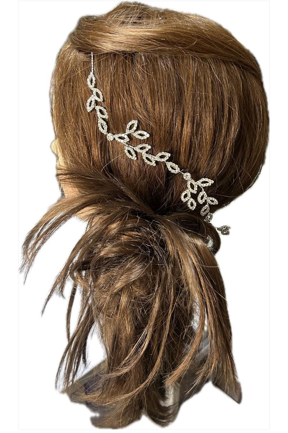 Fermaglio con foglie e strass