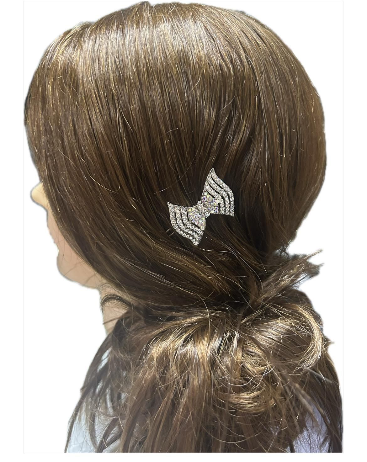 Fermaglio  con strass a fiocco