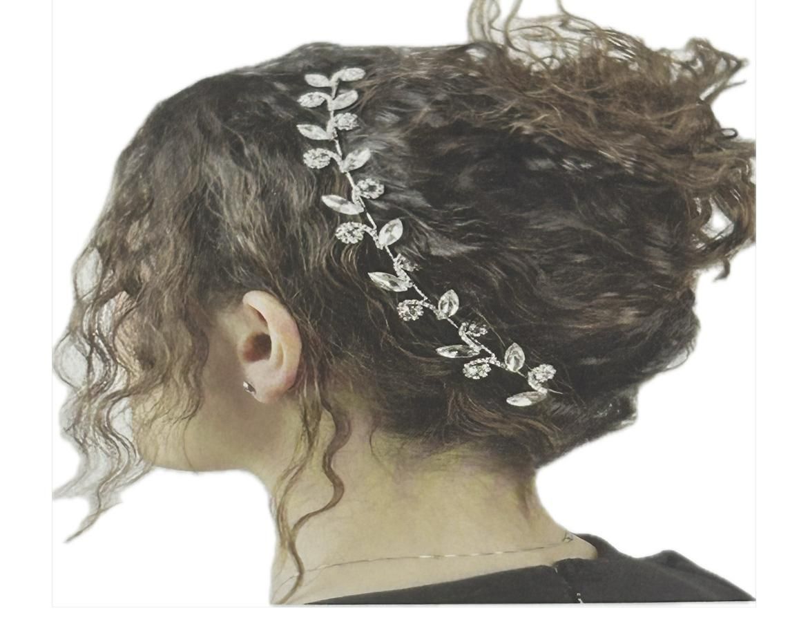 Fermaglio  con strass con brillantini a forma di foglia