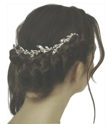 Fermaglio  con strass con brillantini a forma di foglie